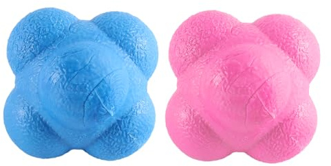 Laroal Confezione da 2 Palline di Reazione esagonali per l'allenamento dell'agilità per Migliorare la Reazione Occhio-Mano e la coordinazione dell'agilità Esercizio riflesso Sportivo (Rosa e Blu)