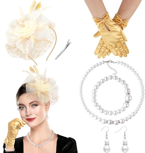 DRESHOW Fascinator Chapeau Plume Mariage Dames Day Bandeau et Clip Cocktail Tea Party Chapeau pour Fille et Femmes