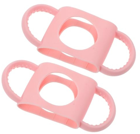 Abaodam 2pcs Silicone Baby Bottles Handles Lightweight Detachable Design Anti-Slip Milk Bottle Grip Pink for Baby Feeding