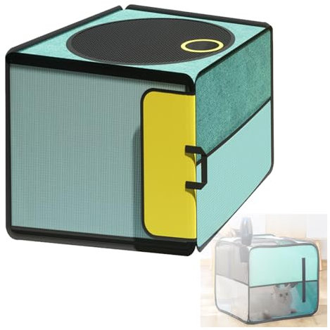 Caja secadora para mascotas, jaula portátil de secado de pelo para perros y gatos, secadora plegable para aseo de mascotas con ventilación de circulación para un secado limpio y rápido