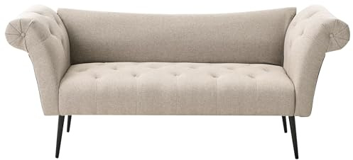 Beliani Chaise Longue Brown, Black Fabric Tufted, Nantilly