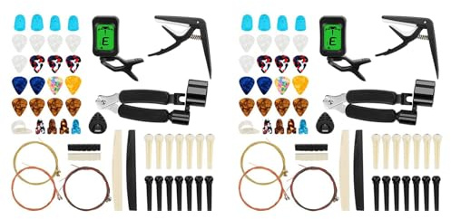 MVOSJFIE 130 PCS Guitar Accessories Kit with Guitar Strings, Tuner, Capo, Picks, Pick Holder, Thumb Finger Picks, Bridge Pins