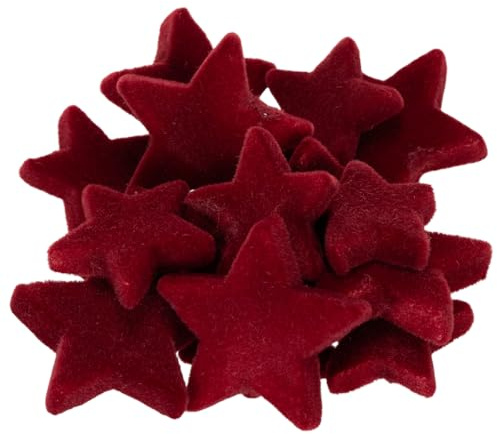 Viana Weihnachtsdeko Sterne Bordeaux Beflockt Tischdeko Streudeko Weihnachten 4–5cm 40 St