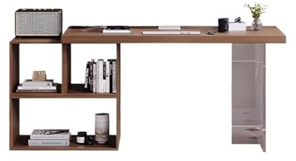 YANG11FAN Poste de Travail PC Bureau d'étude Moderne avec Pieds en Acrylique, Table de Travail en Bois Peu encombrante avec étagère modulaire(M)
