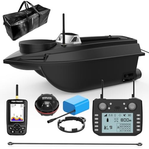 Barco de alimentación con GPS RC, 800m 3kg Barco de Cebo con GPS Cruise con batería de 20000 mAh y Bolsa de Almacenamiento (Negro)