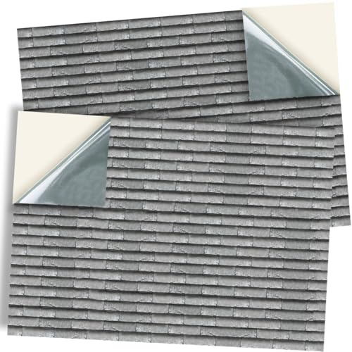 Stick and Go Crafts Repositionable Self Adhesive Dolls House Wallpaper, Grey Roof Tiles Pattern, 1:12 Scale, Paper, 2 Sheets