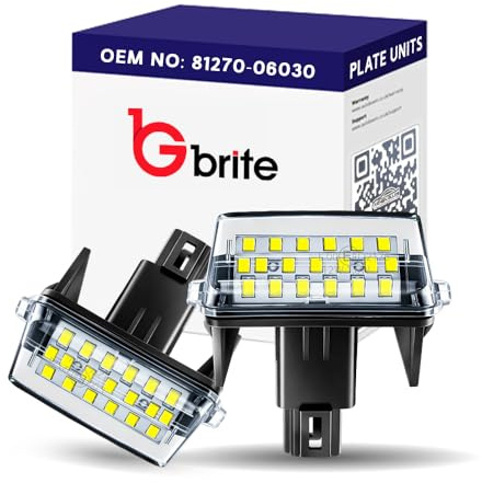GBrite - 2x 18 SMD LED White Number Plate Light Units Compatible with Toyota Corolla E21 Verso S Yaris MK3 Vitz Camry Auris Avalon Prius C 2012-2018