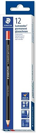 STAEDTLER 108 20-2 Lumocolor glasochrom Trockenmarker, 12 Stück im Kartonetui permanent, rot