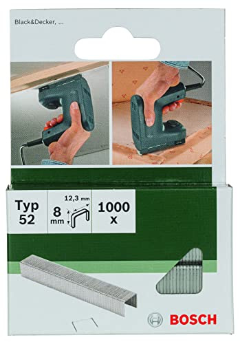 Bosch 1000x Klammer Typ 52 (Papier, Folien, Kunststoffplatten, Tapetenkleister, Akustikplatten, GFK, 12.3 x 1.25 x 8 mm, Zubehör Tacker)