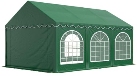 Festzelt Partyzelt 3x6 m Premium, hochwertige PVC Plane 750 N in dunkelgrün 100% wasserdicht mit Bodenrahmen