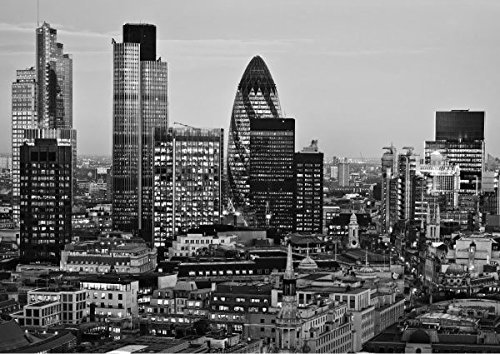 StickersWall London City Canary Wharf The Gherkin London Buildings Scenery View Wall Mural Photo Wallpaper Picture Self Adhesive (342cm(W) x 242cm(H)) 1041