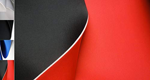 StoffBook Schwarz/Rot NEOPREN-IMITAT STOFF 5MM STRETCH DOUBLEFACE STOFFE, B900 (Schwarz/Rot)