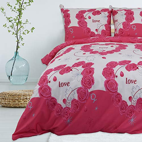 Buymax® Bettwäsche 155x220%100 Baumwolle 2-Teilig Bettbezug - Bettwäsche-Sets 155 x 220cm mit 1 mal Kissenbezug 80x80cm, ÖKO-TEX Renforcé-Bettdeckenbezug Set mit Reißverschluss