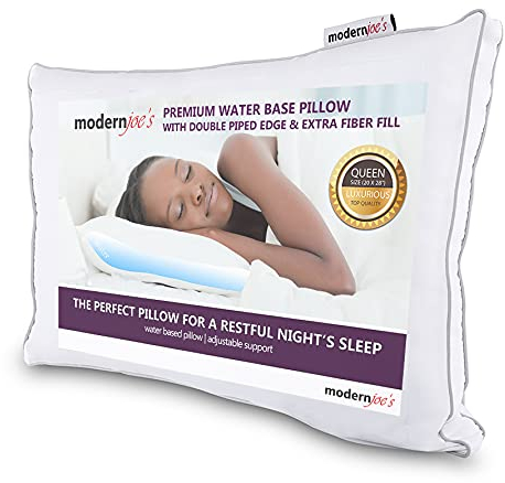 Modern Joe's Almohada Lujosa para el Agua - Tamaño Queen con Borde de Doble hilera - Soporte ortopédico Completamente Ajustable y colección de Almohadas con Base de Agua hipoalergénica