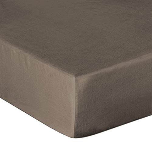 Heckett & Lane Mako Satin Spannbettlaken Farbe Taupe Grey 90 x 200 cm