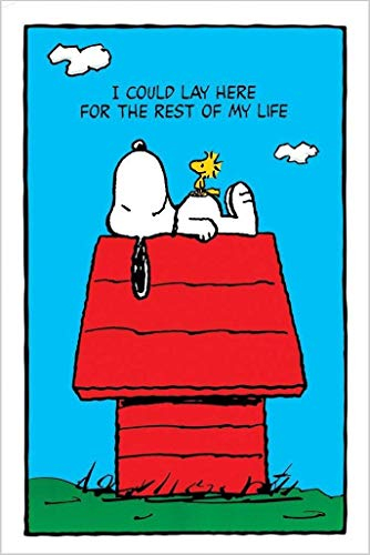 BUY ART FOR LESS Peanuts Snoopy-I Could Just Lie Here Poster, 91,4 x 61 cm, dekorativer Akzent, Wandkunst, mehrfarbig