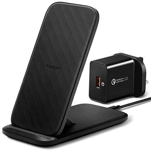 [All in One Package] Spigen SteadiBoost Convertible 15W Fast Wireless Charger Stand Pad Qi Certified Compatible with iPhone 14 13 12 Pro Mini 11 SE 2020 XS X XR Samsung S23 S22 S21 S20 Ultra