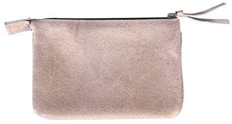 Clairefontaine 400042C - Petite Pochette, Trousse 2 compartiments en Véritable Cuir d'Agneau, Plume Cuivre