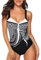 heekpek Costumi Interi Donna Vintage Brasiliana Imbottito con Stampa Tribale Costume da Bagno Intero Piscina Vita Alta Donna Bikini Set Push Up Monokini Mare Piscina Multicolore, Blanco, XXL