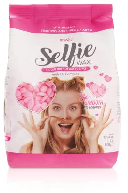 Italwax Face Selfie - 500g - Empfindliches Hartwachs für das Gesicht mit Ölkomplex - Perfekt für das Wachsen von Augenbrauen, Oberlippe und Kotletten.
