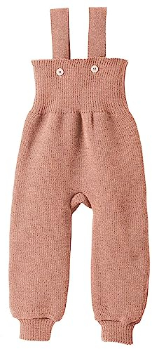 disana STRICK-TRÄGERHOSE, 100% Bio-Merinowolle GOTS, IVN Best | mit hohem Bund | Newborn Baby Kleinkind Kind Unisex | Made in Germany |Rosé Gr. 86-92