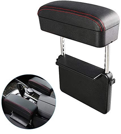 Blueshyhall Car Center Console Organizer Armrest Storage Box Holder Container, Black Leather Arm Rest Wireless Charger