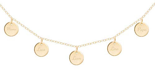 Mona - Familienkette mit Gravur | Gold filled | Mutter Kind Schmuck | Namenskette | Personalisierter Schmuck | 5 Namen | Persönliche Geschenke für Frauen zum Jahrestag Muttertag Geburtstag