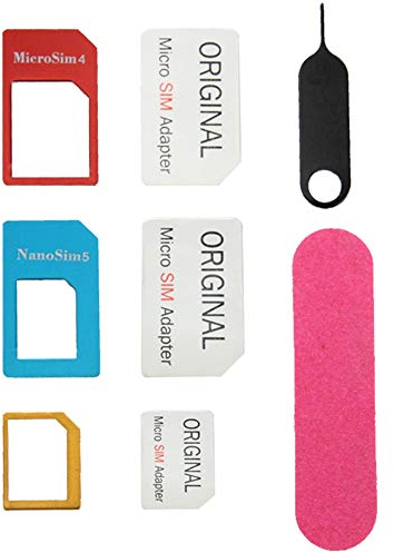 subtel SIM-Kartenadapter 5 in 1 Organizer Set Micro SIM Nano SIM Standard SIM Karten Adapter Kit Simkartenslot Simkartenadapter Metall