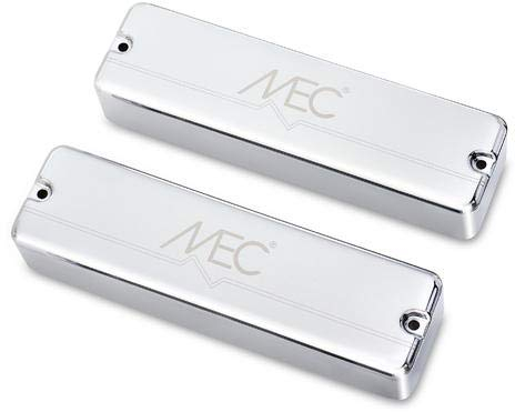 MEC Passive Soapbar Humbucker Bass Pickup Set, Metal Cover, 6-String - Chrome