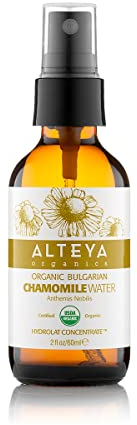 Alteya Eau de camomille bio en flacon en verre de 60 ml - Certifié USDA - Eau florale biologique distillée à la vapeur à partir de fleurs d'anthémis Nobilis fraîches - Hydratante et apaisante