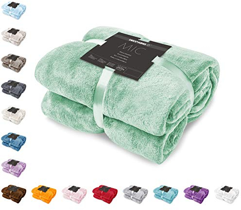 DecoKing Kuscheldecke 70x150 cm Pfefferminze Decke Microfaser Tagesdecke Fleece weich sanft kuschelig Peppermint Mic