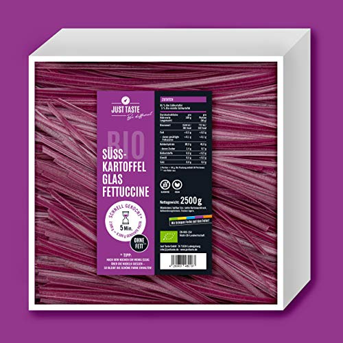 JUST TASTE – Lila Süßkartoffel Glas Fettuccine – Die neue BIO Gemüse Pasta – BIG BPACK 2,5 KG