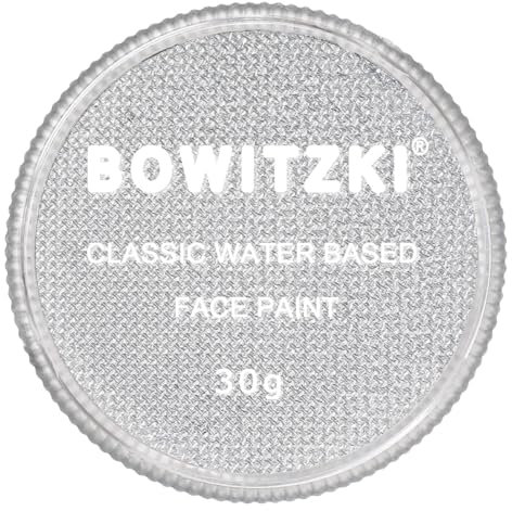 Bowitzki 30g pintura facial profesional cuerpo pintado cara pintada cara pintada agua pastel dividido seguro para niños y adultos Navidad de Halloween monocromática (Plata)