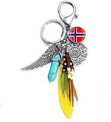 Timefly Schlüsselanhänger mit Norwegen-Flagge, Rucksack, Schlüsselanhänger, Geschenktasche, Dekoration, Reise-Souvenir, Geschenk, Norwegen, 5X11 CM