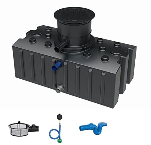 Retentionstank Retentionszisterne flach 2000 Liter Standard mit Flachtankfilter, Schwimmdrossel 1 Zoll und Überlaufsiphon mit Skimmer für die Retention von Regenwasser - Retentionsspeicher Flachtank
