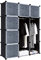 XMTECH DIY Regalsystem Kleiderschrank mit Tür Steckregal Kleiderschrank Garderobenschrank Schuhregal aus Kunststoff (6 Boxen mit Kleiderschrank)