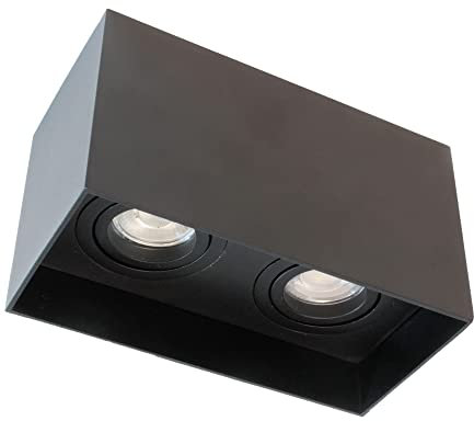 wonderlamp - Foco techo superficie 2 puntos de luz, Negro, Orientable 30º, Bombilla GU10, Classic