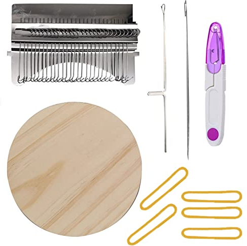 Stamping Loom Speedweve Typ Weave Tool, kleines Weben Loom Kit für Anfänger zum Flicken von Jeans, Reparaturlöchern, DIY auf Kleidung Socken (21 Haken)