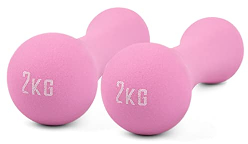 Phoenix Fitness Dumbbells - Pair of Neoprene Hand and Arm Weights for Exercise, Aerobics, Workout and Training - Ideal for Home, Gym and Studio - SOLD AS PAIRS, Pink, 2kg