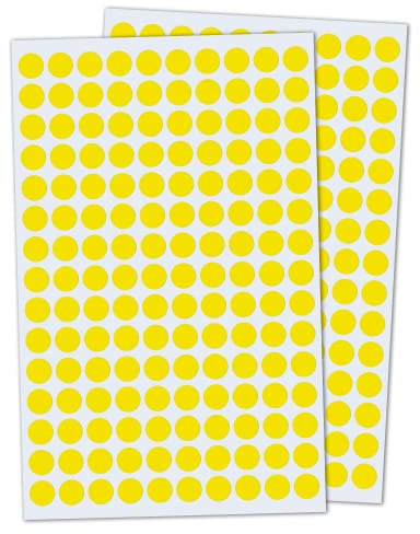 15,000 Pack - 10mm Round Coloured Dot Stickers Labels, Yellow