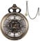 SIBOSUN Mechanische Taschenuhr für Herren, antike Taschenuhr mit Kette, Steampunk-Skelett, Herren-Taschenuhren mit Geschenkbox, 3.1 Ruder Bronze und Kette