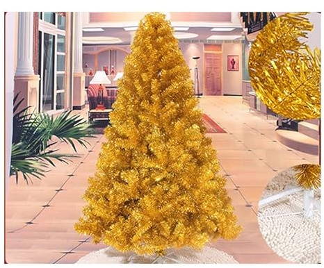 Sapin De Noël Artificiel Faux Sapin de Noël Sapin de Noël avec Pieds en métal Massif Parfait pour décor Festif intérieur et extérieur 4Ft/5Ft/6Ft/7Ft/8Ft sxlxayxbmsd 221025(Color:Gold,Size:4ft/