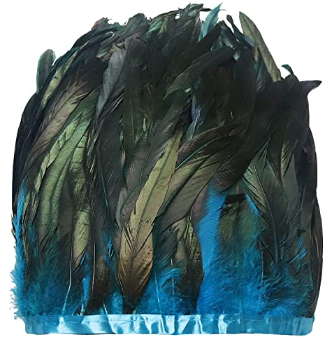 keland 1 Meter Lang und 9 Zoll Breit Hahn Federborte Feather Fringe Trim DIY Feder Cape Schal Rock Halloween Kostüme Dekoration (A-Blau)