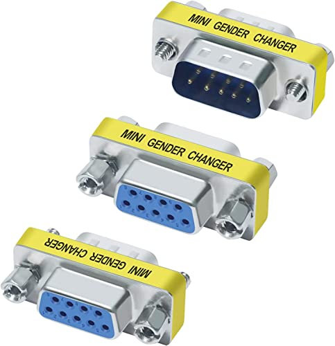 DTech DB9 Connector Male to Female Gender Changer Serial Adapter FeMale to Female, Male to Male RS232 Coupler (3Pack)