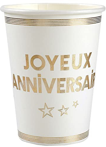 Santex - 10 GOBELETS Joyeux Anniversaire Carton 7.8X9.7CM