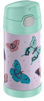 THERMOS kids FUNTAINER STRAW BOTTLE Bouteille isotherme pour enfants en acier inoxydable avec paille 12 h froid 12 h complètement étanche pour l'école, la maternelle, les pauses 0,35 l