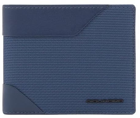 PIQUADRO, Herren-Geldbörse aus recyceltem Stoff und Leder mit Dokumentenfreundlichkeit und RFID-Schutz, Blau, blau