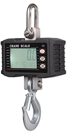 Irfora Digitale Hängewaage 1000 kg/ 2204 lbs Tragbare schwere Kranwaage LCD-Hintergrundbeleuchtung Industrielle Hakenwaage Einheitsänderung/Datenspeicherung/Tara/Null für Baustellen-Reisemarkt Angeln