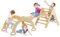 GYMAX 3 in 1 Kids Climbing Set, Wooden Toddler Climber with Reversible Ramp and Arch, Outdoor Indoor Climbing Frame for 1 Years Old + Boys Girls (Natural)