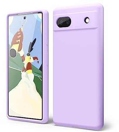 oakxco for Google Pixel 6A Phone Case Liquid Silicone, Cute Thin Slim Soft Rubber TPU Plain Smooth Gel Cover for Women Girl, Matte Solid Protective & Shockproof Bumper, Lilac Lavender Light Purple